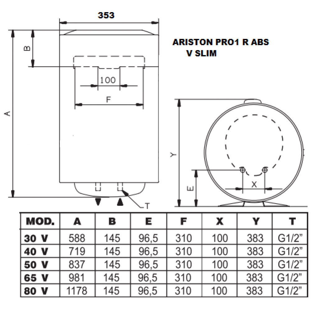 Ariston PRO1 R ABS 65 V SLIM